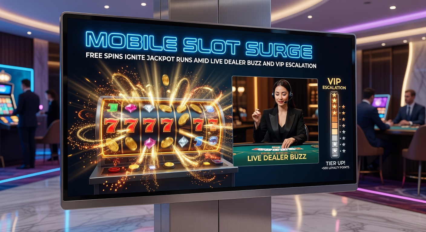 Live-Dealer-Tisch auf Mobilgerät mit VIP-Elementen und drehendem Slot-Rad im Vordergrund