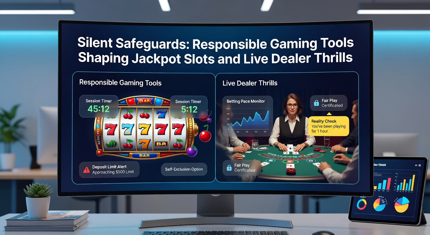 Live-Dealer-Tisch mit überlagerten Icons für Zeitlimits, Chat-Überwachung und Verhaltensanalyse in Echtzeit