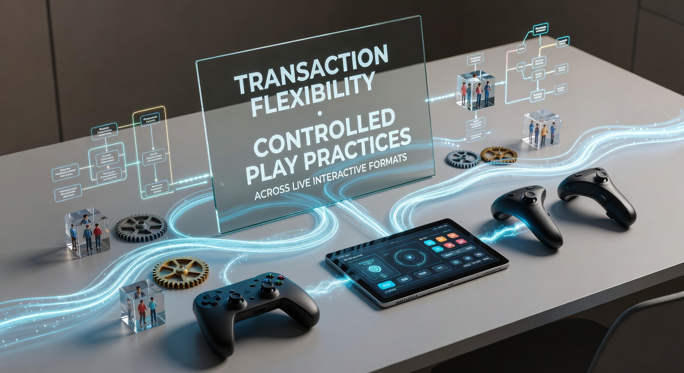 Illustration der Transaktionsflexibilität in Live-Interaktiven Formaten mit Fokus auf sichere Zahlungsflüsse und Spielkontrolle